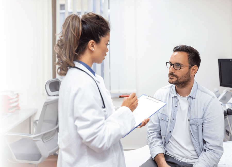 a physician talking to her patient